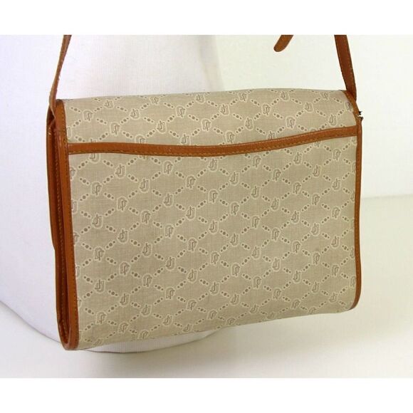 VTG JOE LEATHER HANDBAG SIGNATURE PVC BROWN LEATHER XBODY BAG SHOULDER BAG PURSE - Picture 5 of 11